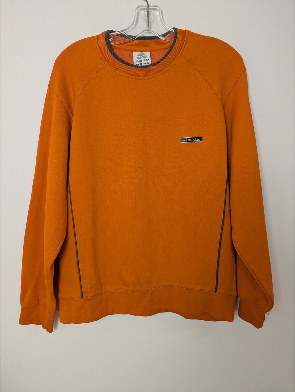 Vintage Adidas Crewneck Sweatshirt Large Orange Y2K Fleece Raglan Pullover